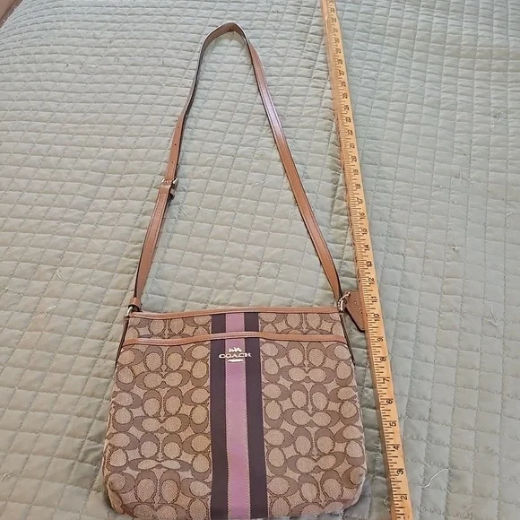 Coach File Brown and Purple Signature Crossbody Bag - Picture 2 of 13